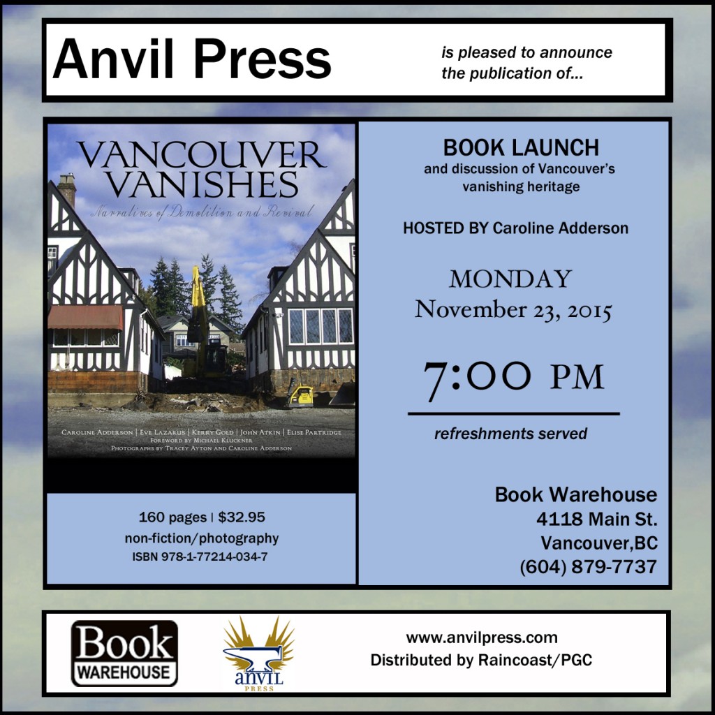 Vancouver Vanishes book launch